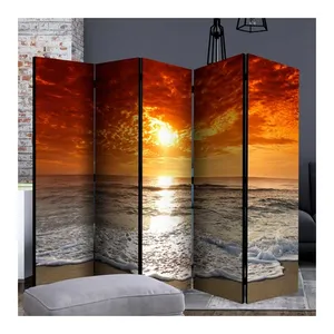 Bild von Paravent mit Meer Motiv Sonnenuntergang Bunt