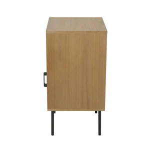 Bild von Skandi Nachtkonsole in Schwarz und Naturfarben Geflechttür von iMöbel