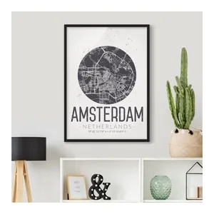 Bild von Stadtplan Bild mit Rahmen Stadtplan Amsterdam - Retro