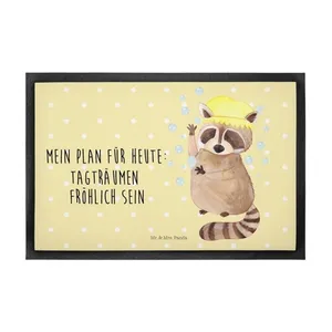 Bild von Mr. & Mrs. Panda Fußmatte 60 x 90 cm Waschbär - Gelb Pastell