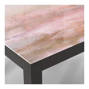 Bild von DEQORI Glastisch | schwarz klein 55x55 cm | Motiv Pastell-Horizont | Modellnummer TL-55-55-B-3245
