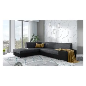 Bild von 99rooms Ticino Ecksofa Kunstleder MADRYT Strukturstoff BERLIN Schwarz Links ohne