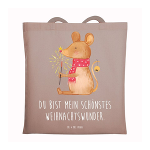 Bild von Mr. & Mrs. Panda Tragetasche Maus Weihnachten - Braun Pastell