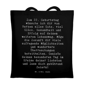 Bild von Mr. & Mrs. Panda Tragetasche Spruch 22. Geburtstag - Schwarz