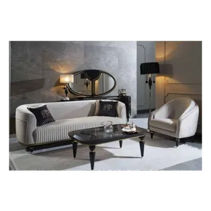 Bild von Xlmoebel Sofa Zeitgemäße Weiße Sofaset 3+1 Sitzer Textil Sofa Sitzgruppe Grau