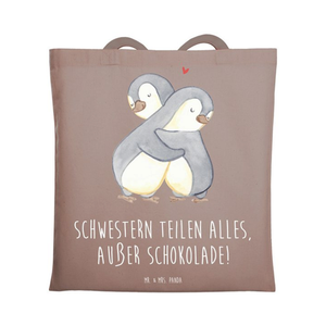 Bild von Mr. & Mrs. Panda Tragetasche Schwestern Liebe - Braun Pastell
