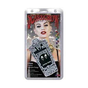 Bild von Scarecrow Vampirzähne Metallic Chrom - Stylische Eckzähne für Fans von Gothic und Metal