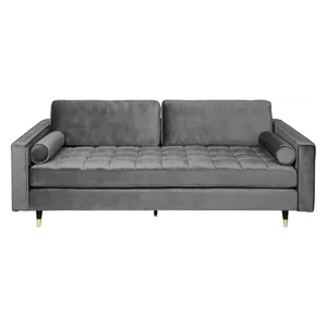 Bild von Modernes 3er Sofa 220cm Comfort in Grau aus Samt