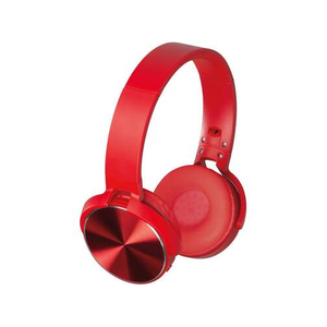 Bild von Macma Bluetooth Kopfhörer mit Metallplatten auf den Ohrmuscheln, rot