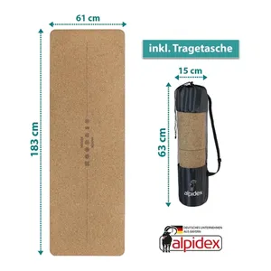 Bild von ALPIDEX Kork Yogamatte 183 x 61 x 0.6 cm - Bordeaux