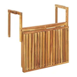 Bild von Balkonhängetisch Akazienholz Hellbraun 60 x 40 cm höhenverstellbar Udine