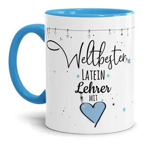 Bild von Tasse mit Spruch - Weltbester Lehrer mit Herz - Latein