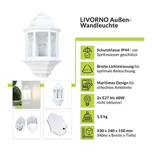 Bild von Licht-Erlebnisse Außen-Wandleuchte LIVORNO