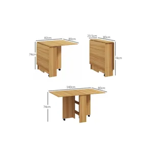 Bild von HOMCOM Klapptisch klappbar, mobil, Beistelltisch mit Ablagefläche (Küchentisch, 1-St., Esszimmertisch), für Wohnzimmer, Teakholz