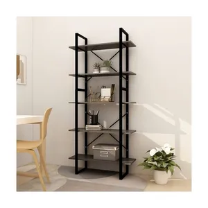 Bild von furnicato Bücherregal 5 Fächer Grau 80x30x175 cm Massivholz Kiefer, Modell: M643529