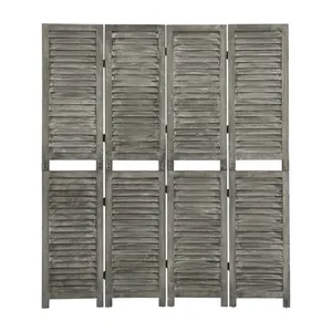 Bild von Furnicato Raumteiler 4-tlg. Grau 143x166 cm Massivholz