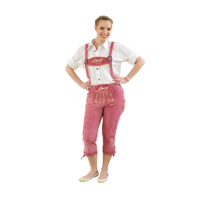 Bild von Damen Trachtenlederhose Kniebundhose pink von Edelnice