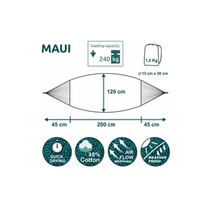 Bild von yourGEAR Maui - XL Hängematte 220 x 120 cm | Smaragd
