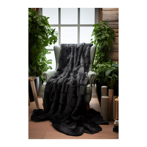 Bild von Lammfelldecke Toscana Modell 1 Schwarz Größe: 200x155