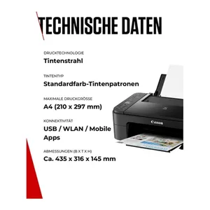 Bild von Canon PIXMA TS3355 schwarz - Multifunktionsdrucker für Zuhause