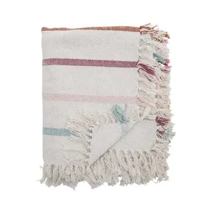 Bild von Bloomingville Decke FREY Natur mit bunten Streifen 160x130 cm