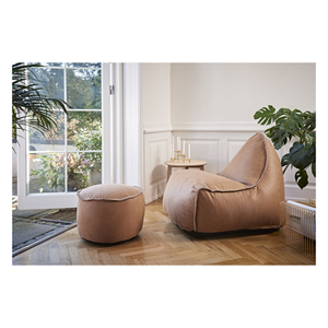 Bild von RETROit Dunes Sitzsack Sparset – Sessel mit Hocker aus Naturleder Camel
