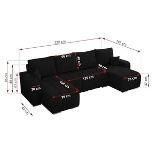 Bild von MKS MEBLE Sofa mit Schlaffunktion - Kirasso U in Beige Boucle