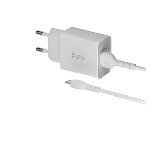 Bild von DEVIA Wandladegerät Smart 2x USB + microUSB Kabel 2,4A Weiß