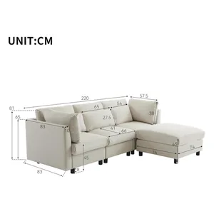 Bild von SeedWave L-förmiges 3-Sitzer-Sofa mit abnehmbaren Fußhocker und Lendenkissen