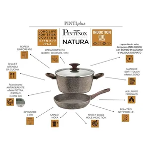 Bild von Pinti Aluminium Stielkasserolle 16 cm Ø Serie Natura Antihaftbeschichtung Induktion