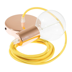 Bild von Stylische Hängelampe mit Gelbem Textilkabel