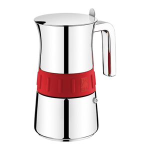 Bild von BRA Italienische Kaffeemaschine – Metall, Grau und Rot, 4 Tassen