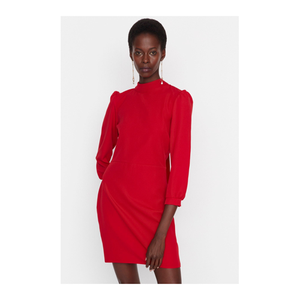 Bild von Trendyol Collection Rotes Mini-webkleid Mit Wickelkragen Und Stehkragen für Damen - 40