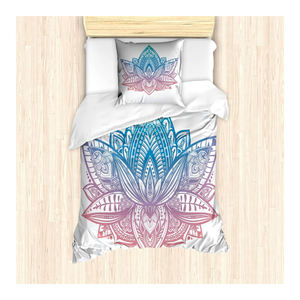 Bild von ABAKUHAUS Yoga Bettbezug Set für Einzelbetten, Tribal Boho Lotus Flower