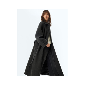 Bild von Koton Zweireihiger, Extra Langer Kaschmirmantel Mit Gürteldetail Und Taschen für Damen - 34