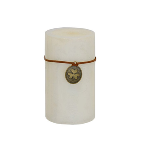 Bild von B&S Stumpenkerze Trendkerze durchgefärbt marmoriert weiss 13 x Ø 7 cm