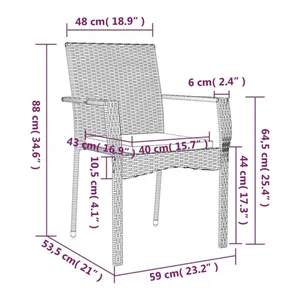 Bild von vidaXL Gartenstühle mit Kissen 2 Stk. Poly Rattan Grau, Modellnummer 319882