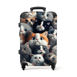 Bild von NoBoringSuitcases.com© Kinderkoffer Katze - Grauer Hartschalenkoffer für Kinder