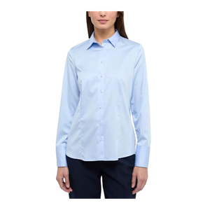 Bild von eterna langarm bluse modern classic satingewebe hellblau unifarben