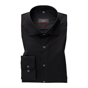 Bild von eterna langarm hemd modern fit performance shirt twill-stretch schwarz unifarben