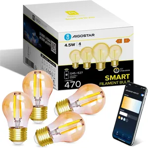 Bild von Aigostar Smart LED Vintage Glühbirne E27 im 4er Set, dimmbar von 2700K bis 6500K, kompatibel mit Alexa und Google Home