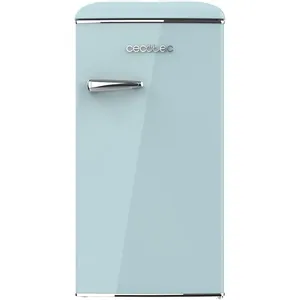 Bild von Cecotec Bolero CoolMarket TT Origin 90 Mini Kühlschrank in Blau mit 90 Litern und ICEBOX, LED-Beleuchtung, Chromgriff und Flaschenöffner im Vintage-Stil