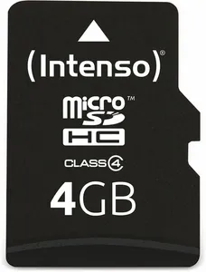 Bild von Intenso microSDHC Speicherkarte 4GB Class 4 mit SD-Adapter in Schwarz