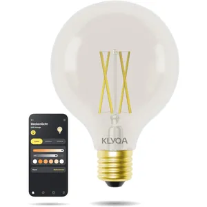 Bild von Klyqa G95 Vintage LED Glühbirne E27 im Retro-Design mit Kalt- und Warmweiß sowie variabler Helligkeit, kompatibel mit Smart Home Lösungen