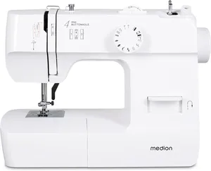 Bild von MEDION SM70 Nähmaschine in Weiß mit 12 Stichmustern, einstellbarer Stichlänge und Fadenschneider