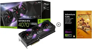 Bild von PNY GeForce RTX 4070 Ti SUPER Grafikkarte mit 16 GB und RGB-Beleuchtung, inklusive Indiana Jones und der Große Kreis