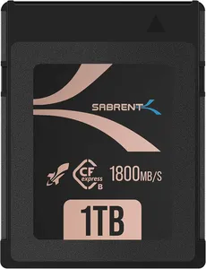 Bild von SABRENT CFexpress Speicherkarte Typ B mit 1 TB und Geschwindigkeiten von 1800 MB/s beim Lesen und 1700 MB/s beim Schreiben, geeignet für 8K RAW Aufnahmen