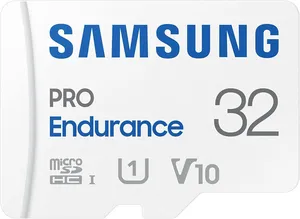 Bild von Samsung PRO Endurance microSD-Karte mit 32 GB und SD-Adapter, geeignet für Videoüberwachung, Dashcams und Bodycams, UHS-I U3, 100 MB/s Lesegeschwindigkeit, 40 MB/s Schreibgeschwindigkeit, Artikelnummer MB-MJ32KA/EU