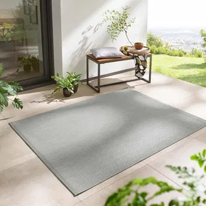 Bild von Taracarpet Wetterfester Teppich in Silber Grau 140x200 cm für Innen und Außen