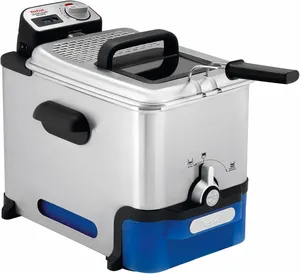 Bild von Tefal FR8040 Oleoclean Pro Fritteuse mit 2300W, 1,2 kg Kapazität, herausnehmbarem Ölbehälter, automatischer Ölfilterung, Timer und Thermostat in Schwarz und Edelstahl